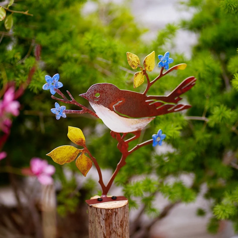 1 Piece Yard Sign Stake Bird Decorative Garden Stakes, Garden Crafts Metal Birthday Gift For Mom,B