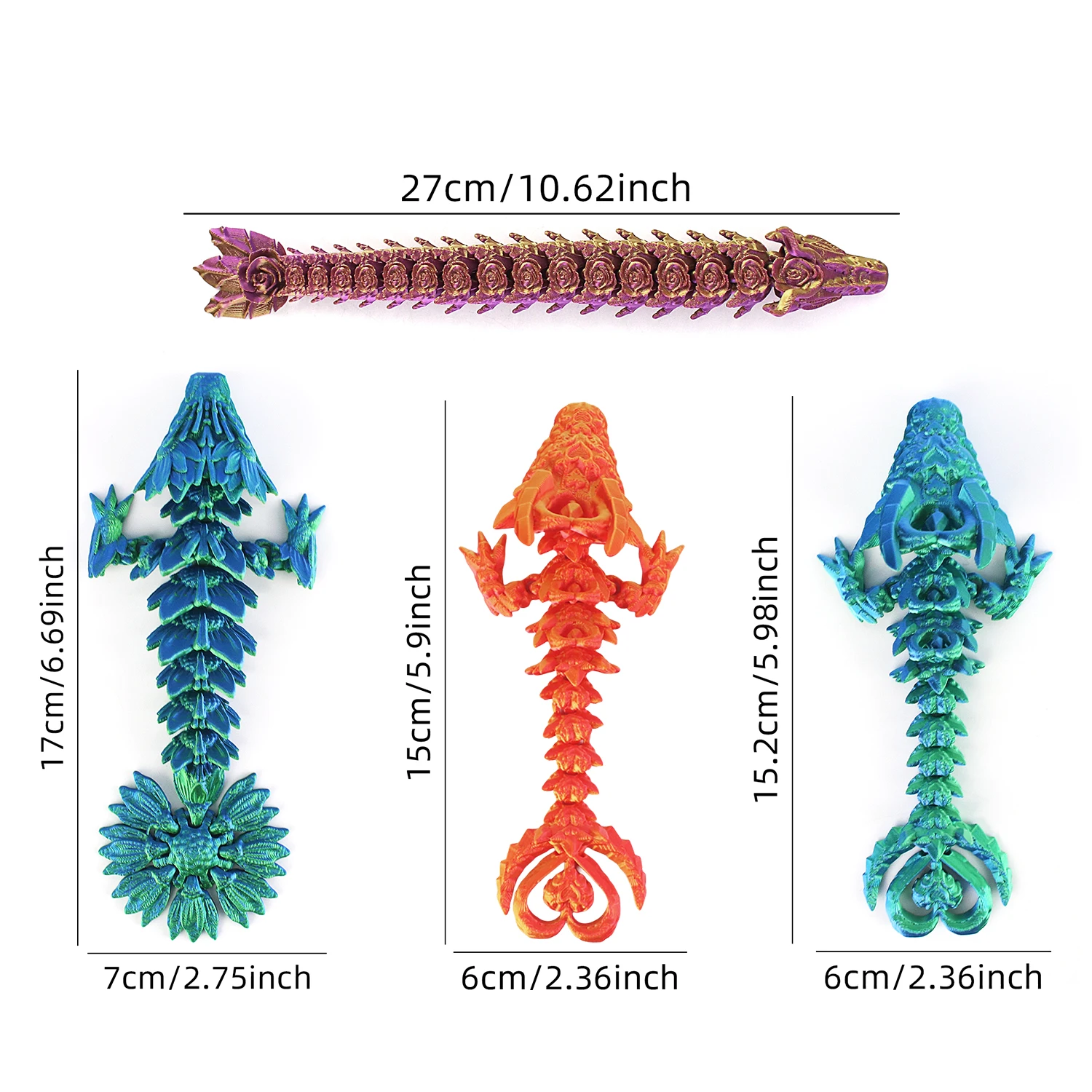 3D-gedrucktes rosafarbenes zweifarbiges Drachen-Kombinationsset, handgefertigtes Modellornament, bedrucktes Modellspielzeug