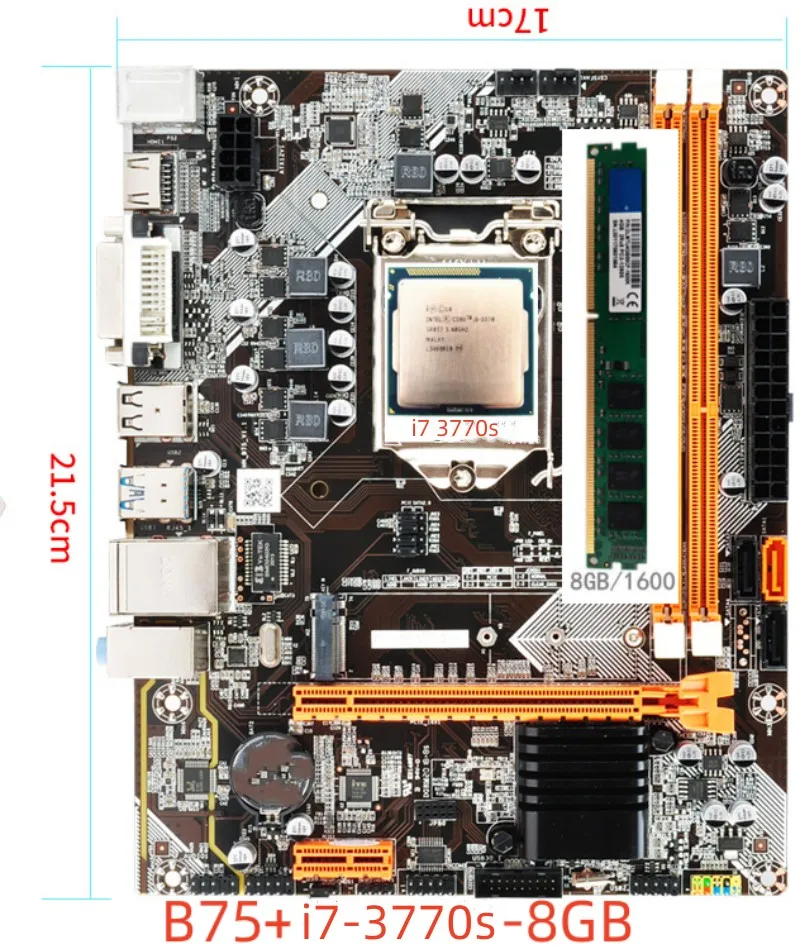 Componente De Placa Căn Cứ B75 Con LGA1155 Intel Core I7-3770 CPU, una Memoria De Escritorio De 8GB DDR3 1600MHz SATA III M.2 NVME