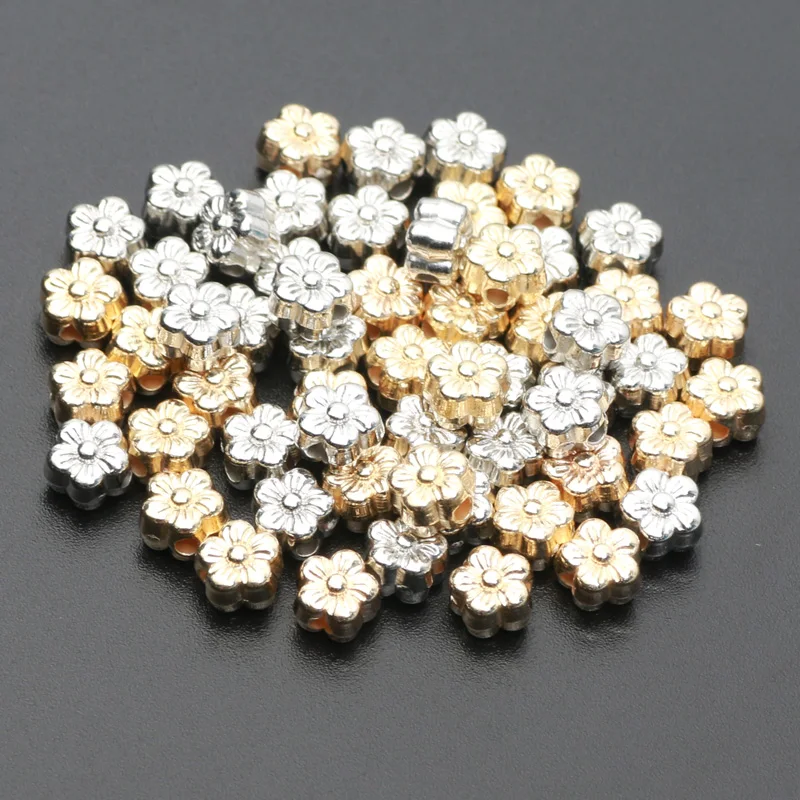 100pcs 6mm Gold Color CCB Small Flower Beads Acrylic Spacer Beads For Jewelry Making DIY Bracelet Necklace Handmade Accessories