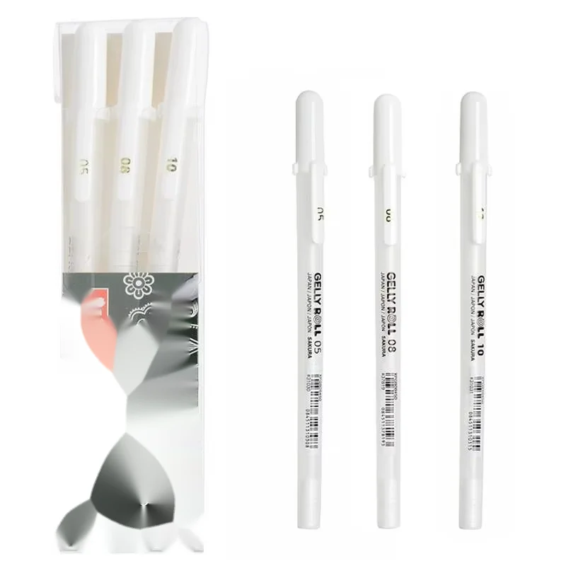 Gel Pens Highlight Marker for Journaling Art Drawing Classic White Ink Assorted Point Fine Medium Bold