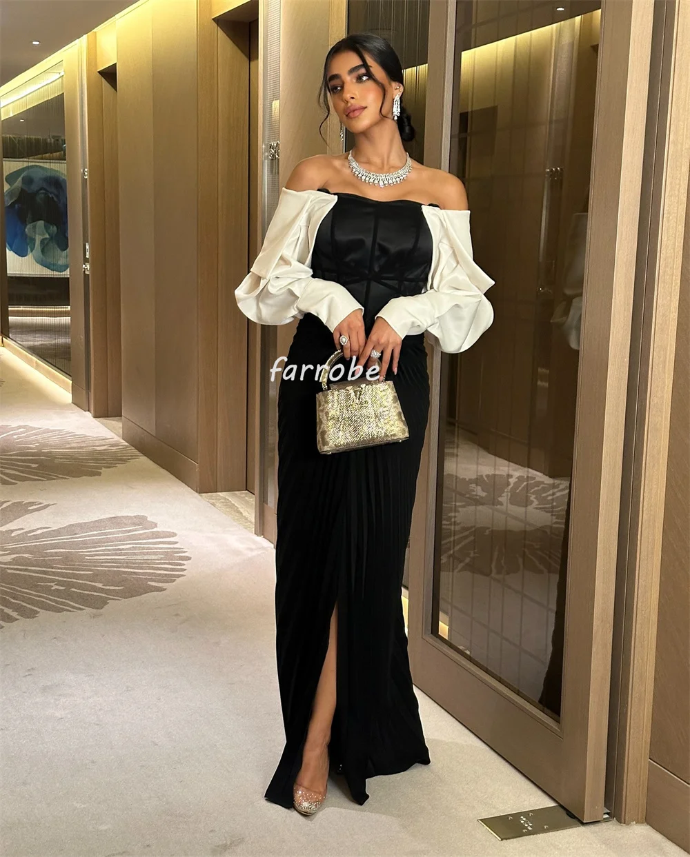 Customized Simple Formal Pleat Ruched Draped Sheath Off-the-shoulder Long Dresses Bespoke Occasion Dresses Matching High Quality