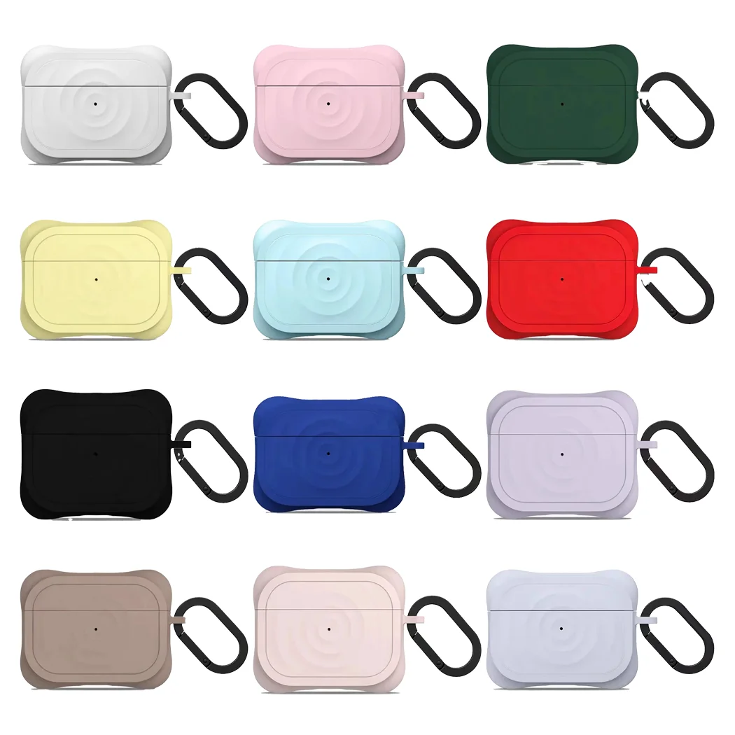 

Силиконовый чехол Pure Color Ripple для наушников AirPods 3 4 Pro Pro2, чехол с крючком