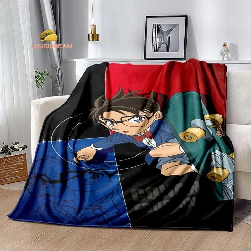 Poster Detective Conan Flannel Soft Warm Blanket Retro Blanket Bed Bedroom Living Room Sofa Travel Picnic Blanket Birthday Gift