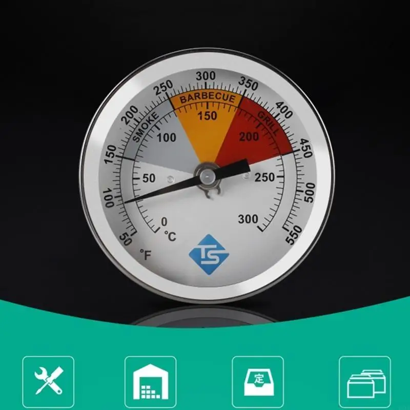

Y3NB Portable BBQ Grill Thermometer Gauge Stainless Steel Charcoal Grill Smoker Temperature Gauge Pit BBQ Grill Thermometer