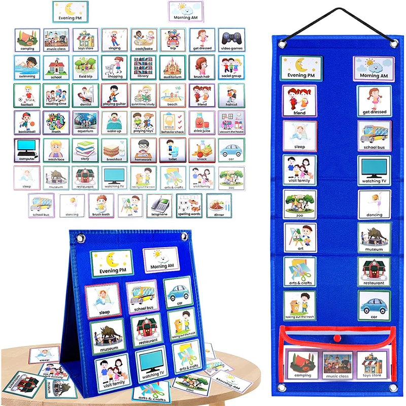 Kids Visual Schedule Calendar Chart 3 in 1 Toddler Weekly Routine Chart Daily Schedule for Kids Autism Learning Tools Gift