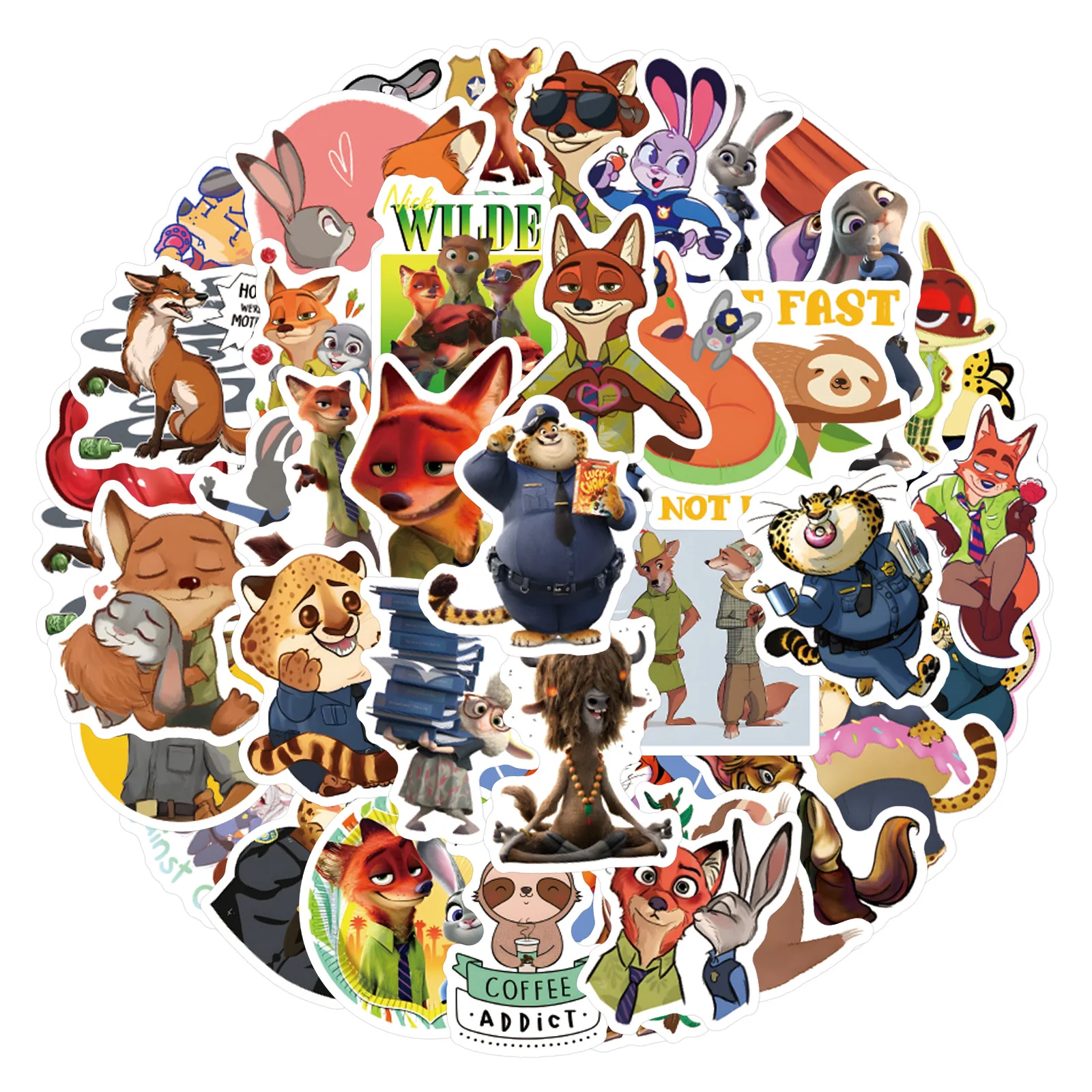 @@@60pcs/Set Cute Zootopia Stickers Cartoon Laptop Luggage Scrapbook Diary Graffiti Sticker Toy