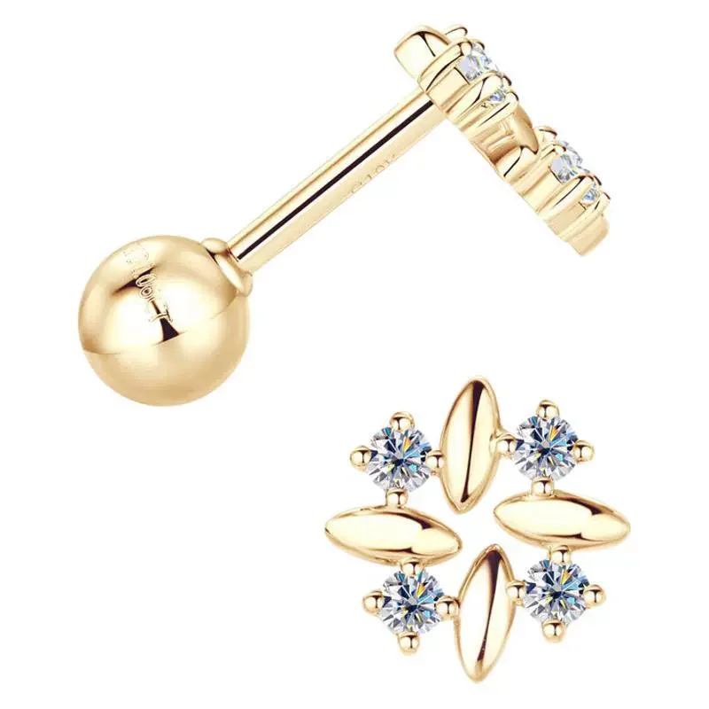 

ZFSILVER Fashion Trendy Classic 18K Gold Color D Moissanite Design Clover Earrings For Women Accessories Jewelry GiftX K-EMO-569