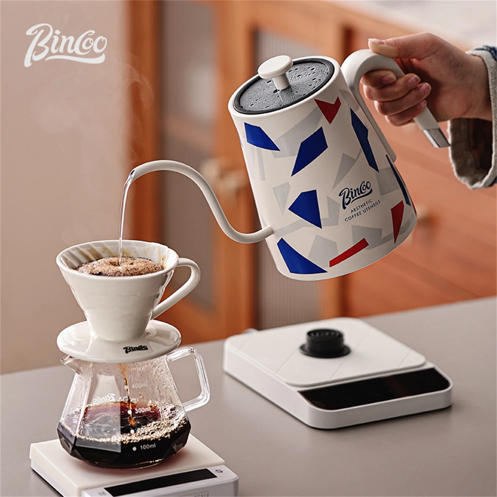 

BINCOO 1350W Intelligent Constant Temperature Electric Kettle Hand Brewed Coffee Pot Gooseneck Pot Used for Brewing Milk Powder