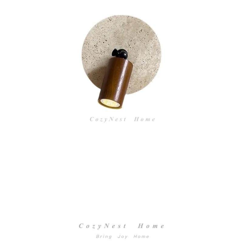 Yellow travertine wall lamp homestay simple bedroom bedside reading light pull switch aisle light