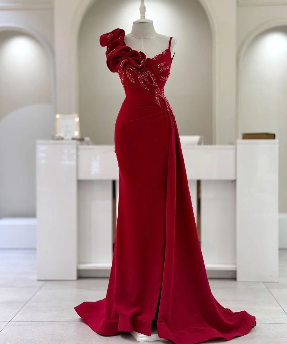

Customized High Quality Jersey Pleat Sequined Mermaid Scoop Neck Long Dresses Bespoke Occasion Party Intricate