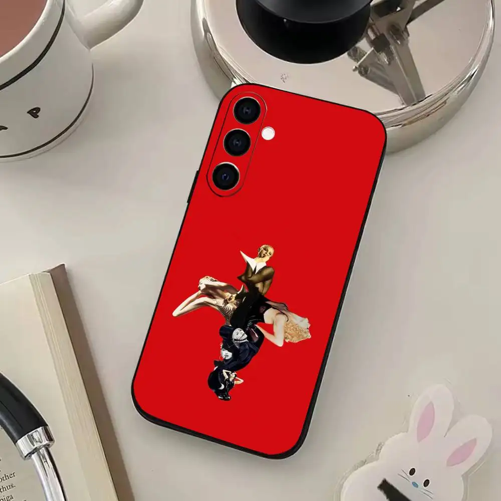 삼성 갤럭시 A73,A72,A71,A70,A53,A52,A51,기타 소프트 블랙 커버용 가수 M-마돈나 전화 케이스