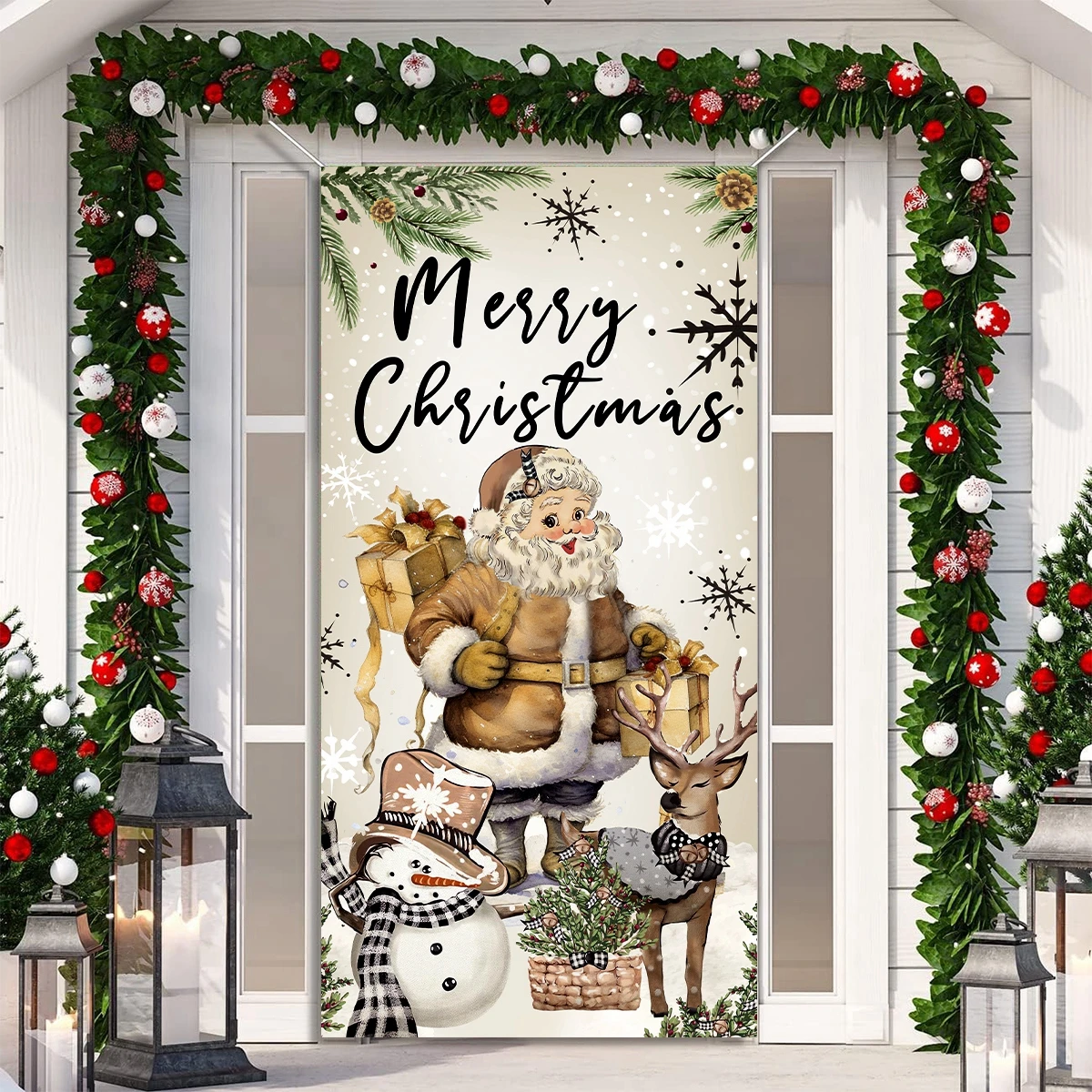 Christmas Hanging Flag Porch Door Banner Christmas Decorations For Home 2024 Ornaments Xmas Gifts Navidad New Year Decor 2025