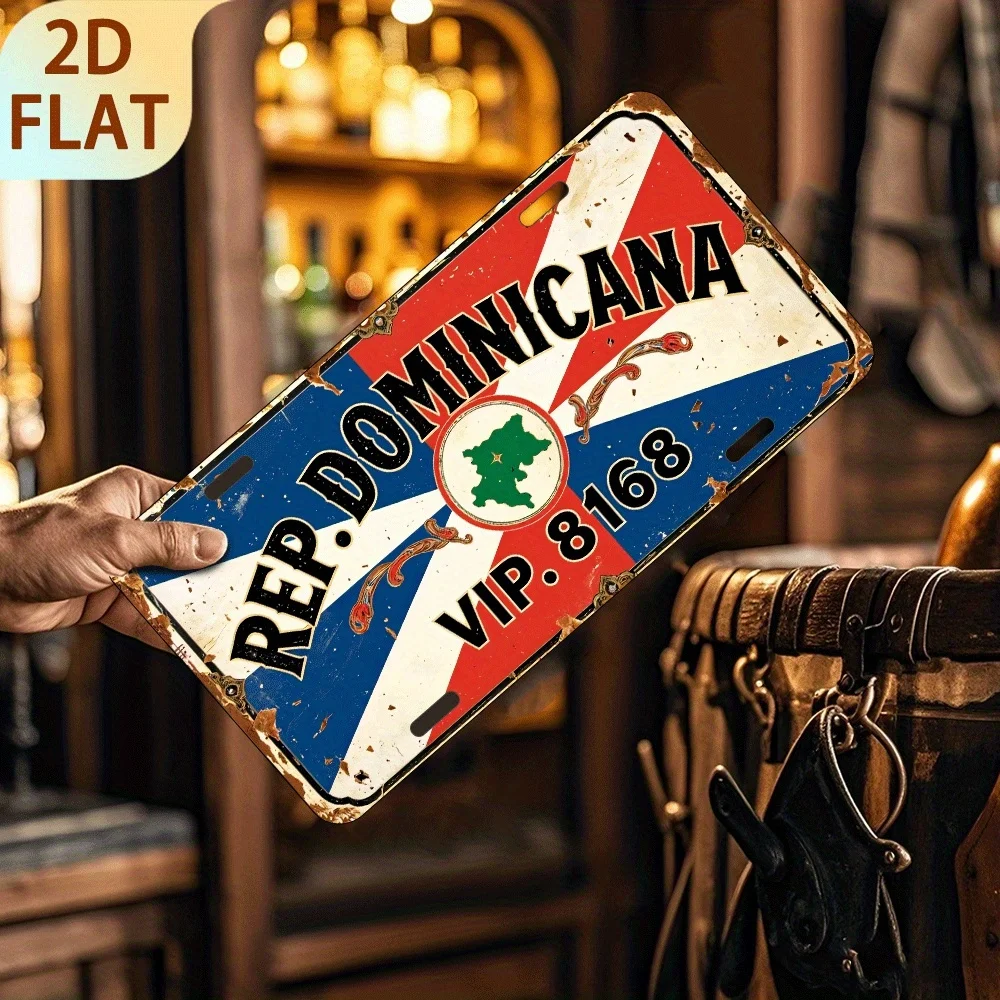 2D Flat, 2D Flat - 1pc Vintage Dominican Rep. Metal Sign - 6x12 Inch Aluminum Wall Decor Plaque, Retro 2D Flat UV Print, Blue, W