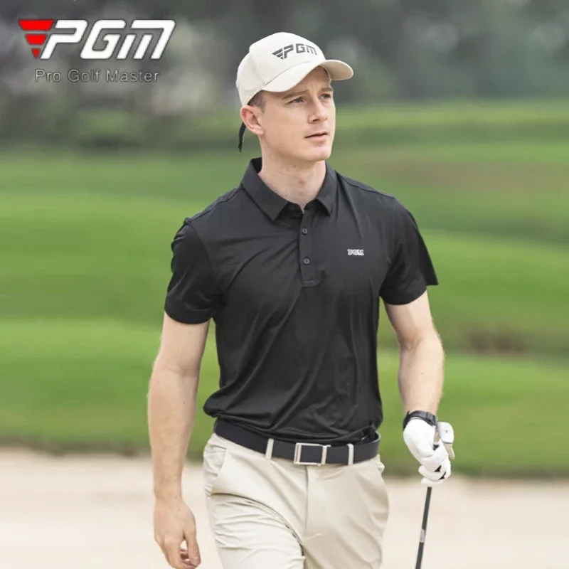 PGM Men Fast Dry Golf T-shirt Male Anti-sweat Short Sleeve Sports Tops Men Breathable Polo Shirt High Quality Business Clothing