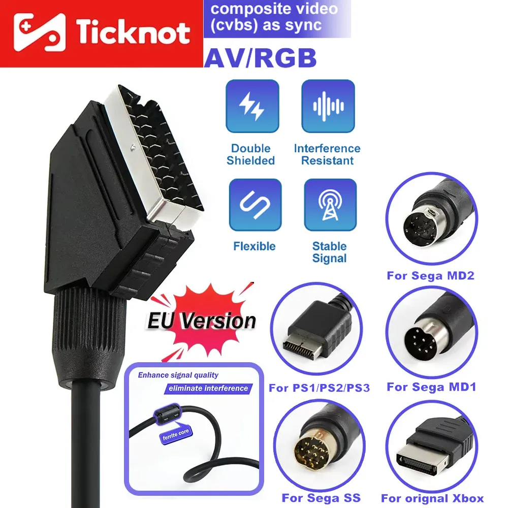 Wysokiej jakości kompozytowy kabel wideo o długości 1,3 m na synchronizacji RGB Scart do profesjonalnego połączenia audio-wideo Saturn/MD/Xbox/PS1/PS2 — zdjęcie produktu 7