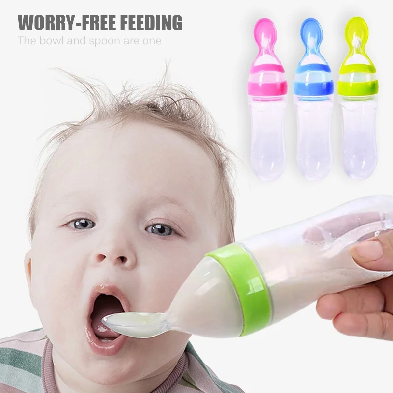 Multifunctional Baby Rice Paste Spoon, Squeeze Feeding Spoon, Spill-proof, Baby Complementary Feeding Godsend