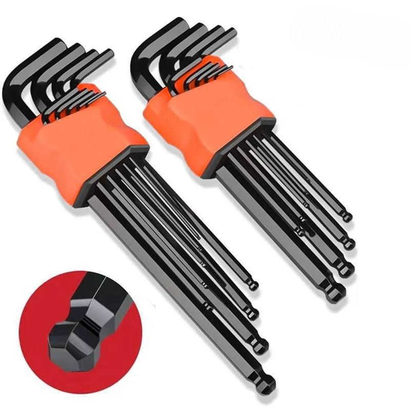 9-Piece Hex Key Wrench Set High Hardness Inner Hexagonal Screwdriver Tool Kit for Home Repair