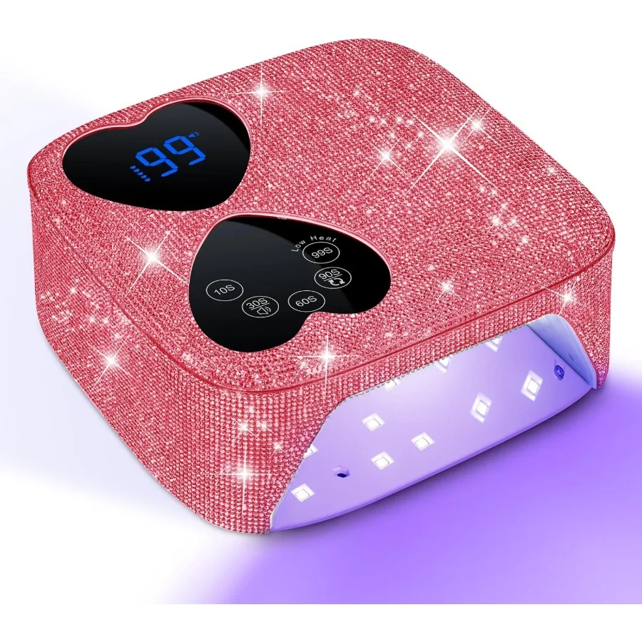 

UV LED Nail Lamp Cordless 80W Rechargeable UV Light for Gel Nails with 5 Timers Mirror Base Professional Gel Light Dryer Sparkl