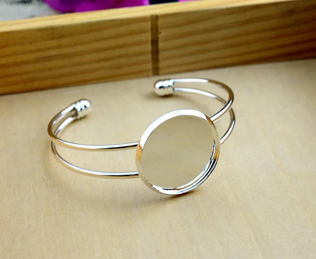 High Quality 25mm Bangle Base Bracelet Blank Findings Tray Bezel Setting Cabochon Cameo