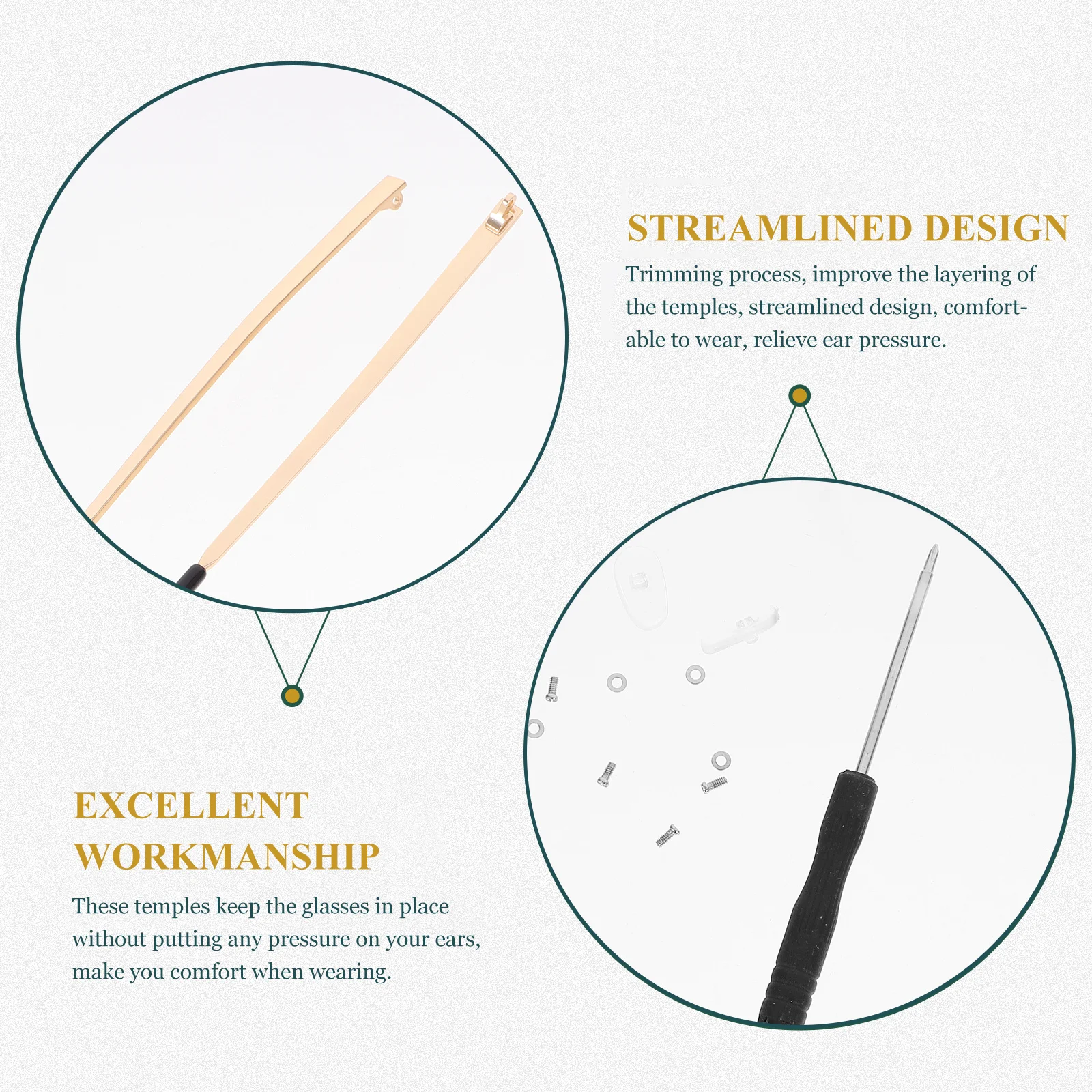 

1 Pair Metal Eyeglasses Arms Legs Replacement Temple For Sunglasses Glasses Repair Parts Universal Fit Lightweight Durable