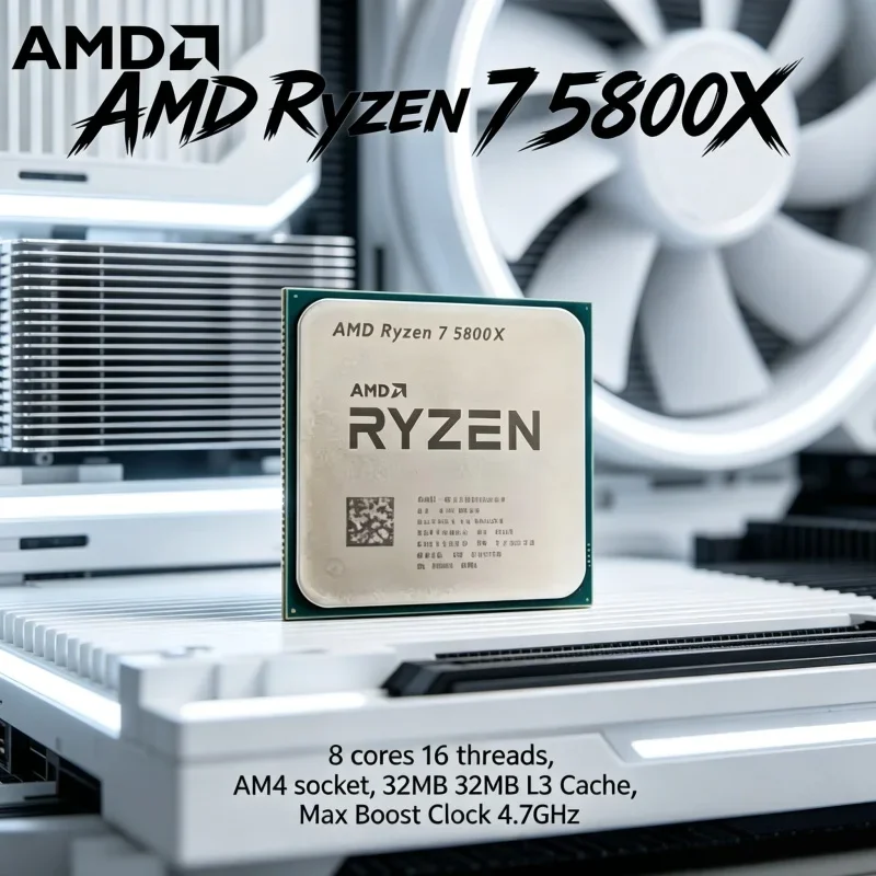 Socket AM4 AMD Ryzen 7 5800X Processor 8 Cores 16 Threads 32MB L3 Cache 4.7GHz Boost For PC Assembly