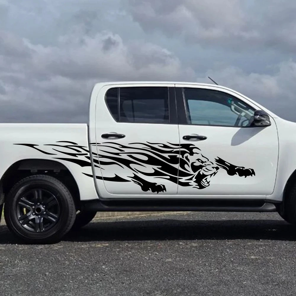 

290x64cm Car Whole Body Stickers Tiger Flame Graphics Vinyl Film DIY Decor Decals Auto External Tuning Decoration Accessories