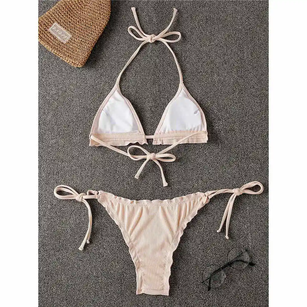 Rüschen-Bikini im brasilianischen Stil, zweiteiliger Badeanzug für Damen, Badebekleidung, Neckholder-Bikini, Badeanzug für Damen, V2817 – Detail 23