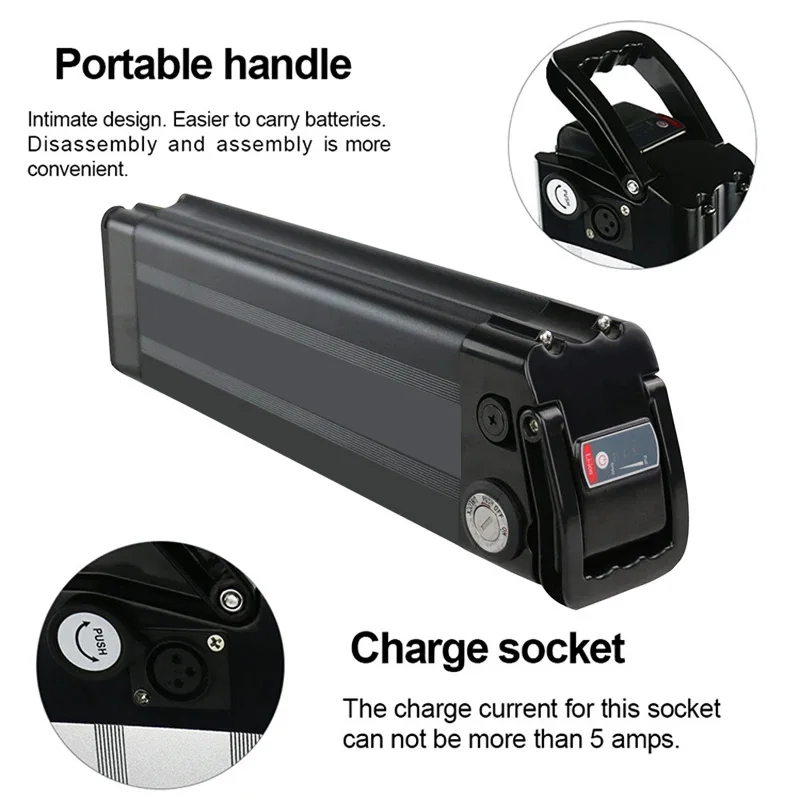 Silver Fish Lithium-Akku für Elektrofahrräder, 36 V, 48 V, 19,2 Ah, 17,5 Ah, 13 Ah, 18650, 250 W, 350 W, 500 W, 1000 W, Nabenmotor – Detail 7