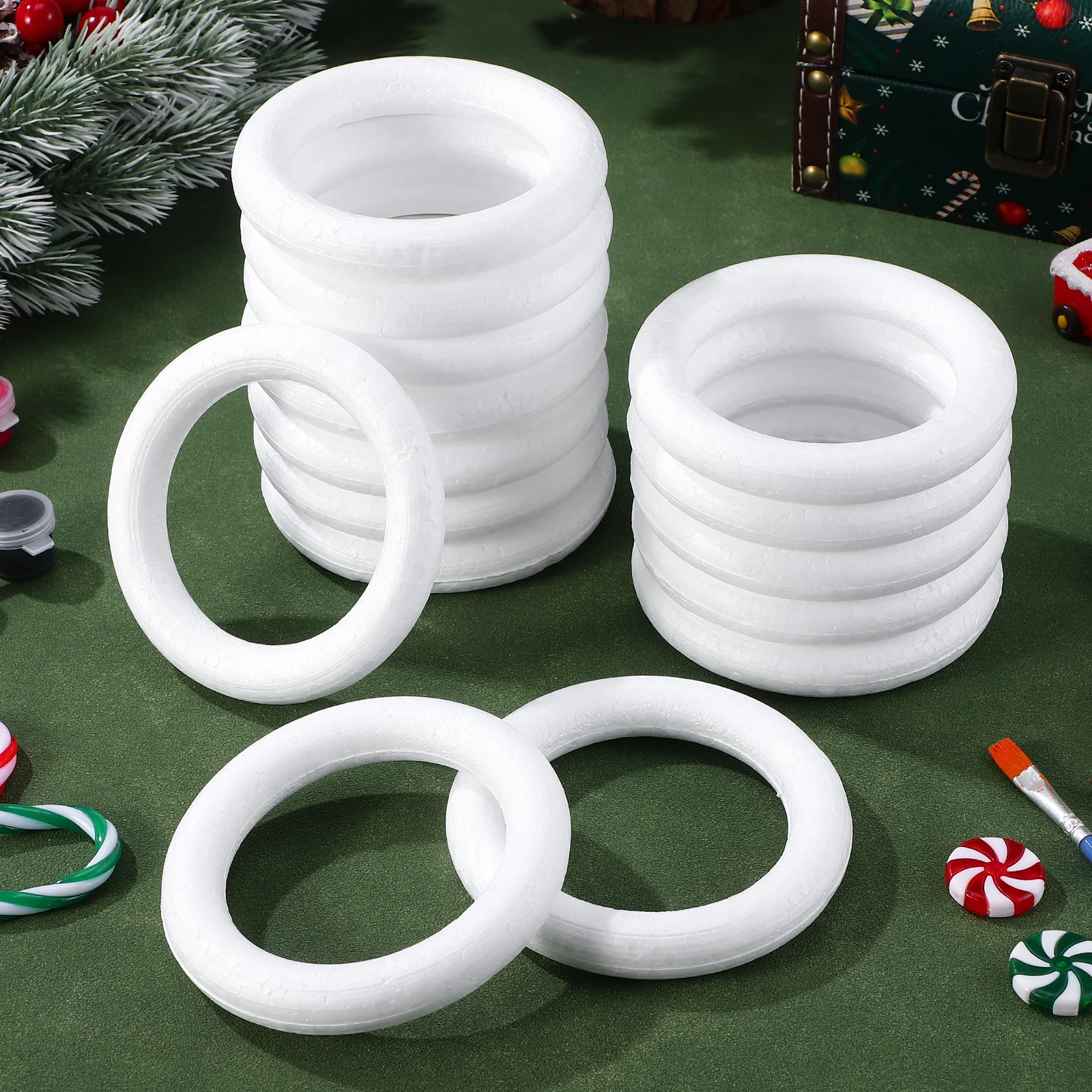 

30pcs Diy Round Circle Wreath Making Supplies White Foam Craft Rings For Kids Party Decorations Handicraft Material Art