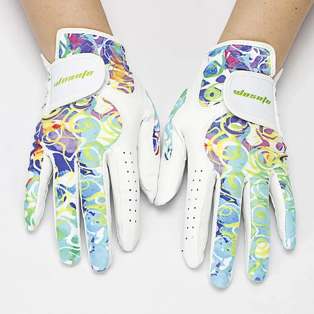 

1 пара (2 шт.) противоскользящие перчатки для гольфа, женские мягкие дышащие перчатки из чистой овчины для левой и правой руки для женщин 18/19/20/21