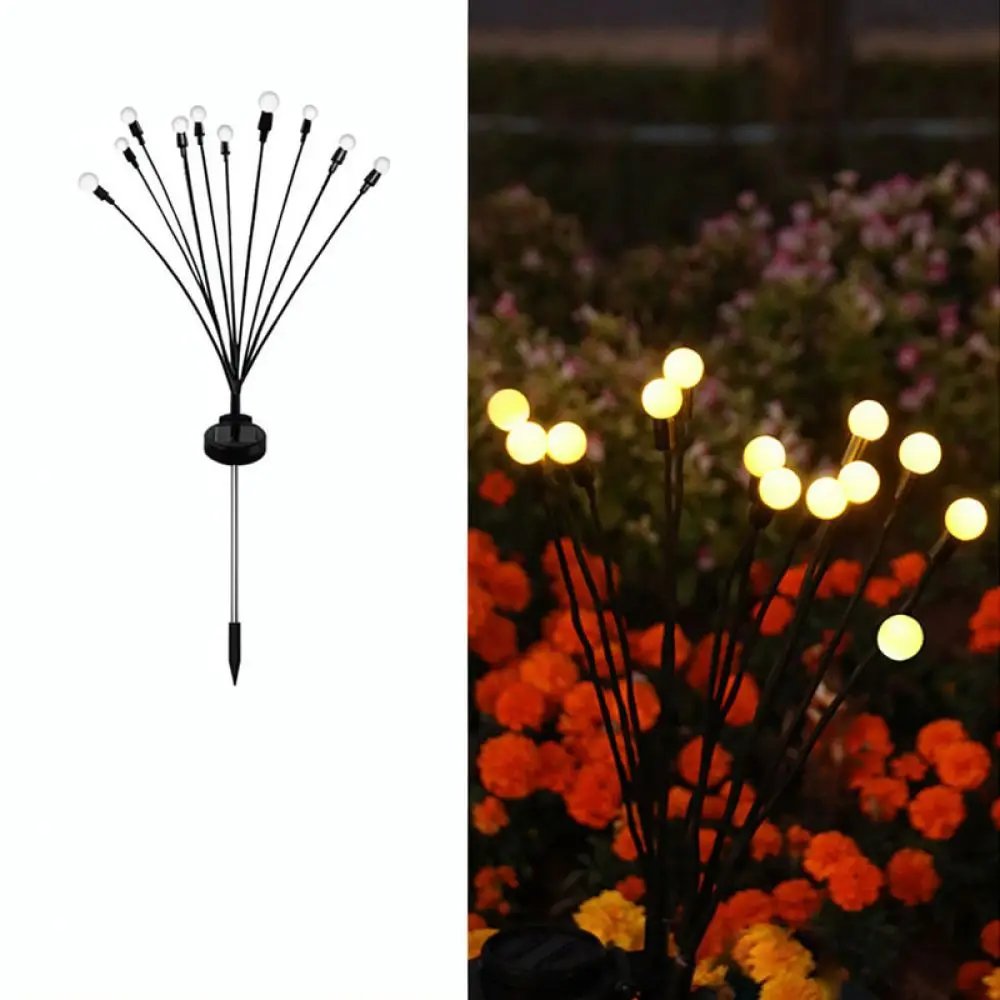Outdoor Solar Landscape Lights Firefly Garden Stake Lamp Waterproof Decorative Lighting For Lawn Backyard Path Decor