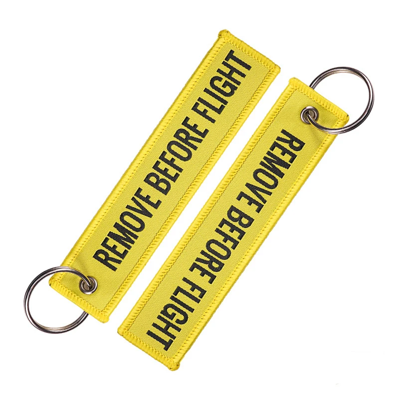 20 Pieces Polyester Keyring Soft Fabric Keychain For Souvenir Gifts Remove Before Flight Key Chain Printed Letter