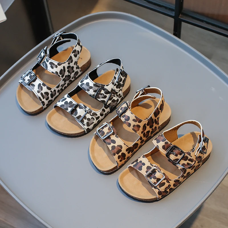 Summer Printed Slippers for Boys and Girls Vacation Travel Beach Adjustable Double-button Sandals Pillow Platform Home Slippers