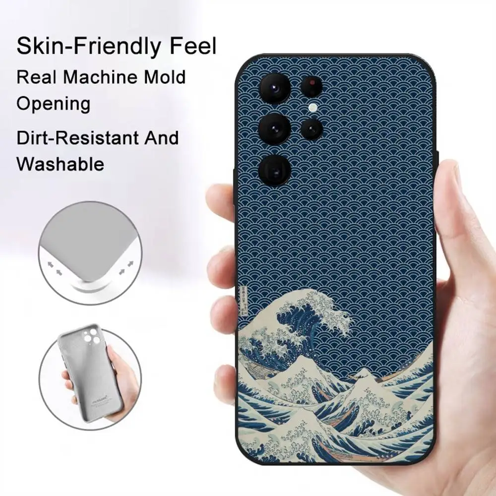 Grande onda kanagawa anime caso de telefone para telefone série s s20 s21 s22 s23 s24 fe plus ultra tpu macio para pele-amigável capa