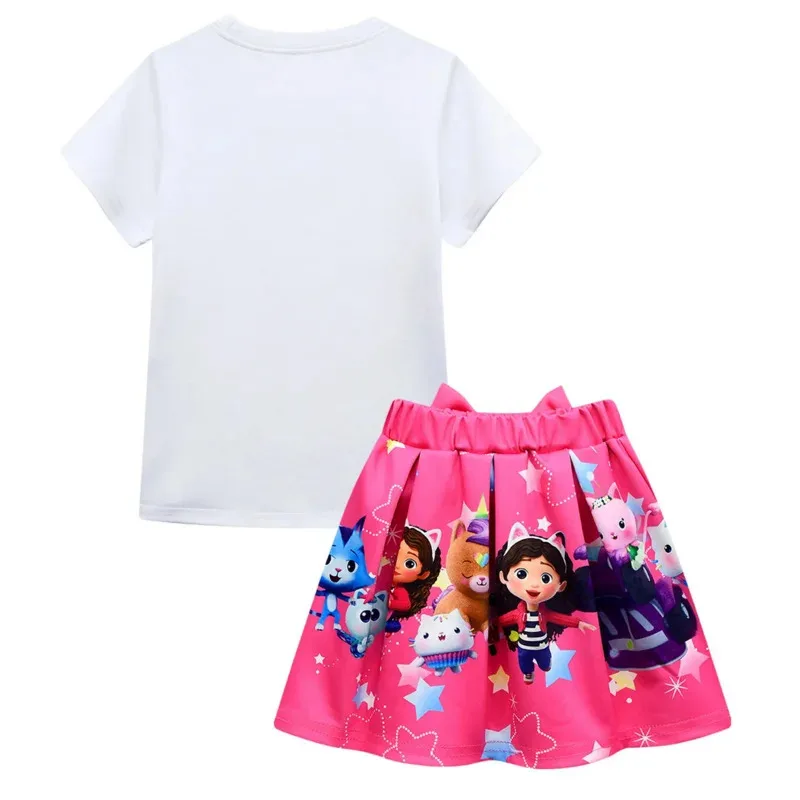 Gabby Dollhouse Costume Baby Girls Gabbys Dollhouse Dresses T-shirt Skirts Sets Gabby Cat Cosplay Costume Birthday Party Clothes