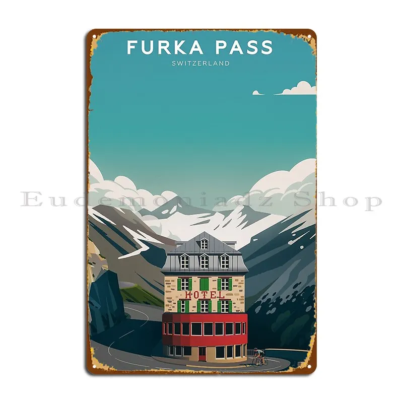 Furka Pass Switzerland Metal Plaque Wall Decor Create Garage Plaques Iron Home Tin Sign Poster