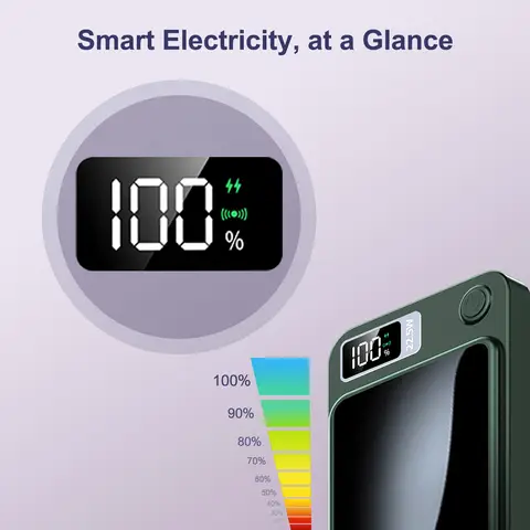 3-i-1 magnetisk powerbank med batteri, QI, 15W trådlös snabbladdning med intelligent LCD-skärm för iPhone 12-17 Pro, Watch, Airpods 8 best sales powerbank med trådlös laddning - №4