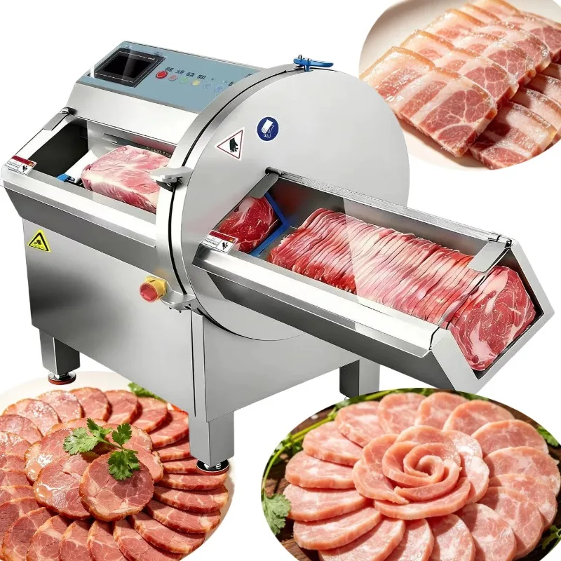 Automatic Chopping Machine for Steak, Beef, Pork, Fish, Lamb, Frozen Meat, Slicing and Cutting Machine with Adjustable Thickness