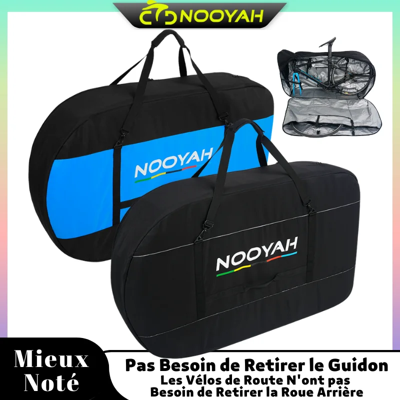 NOOYAH Sac de Transport de Vélo Housse de Protection pour Vélo de Route et VTT Sac Pliable 2 en 1 en Tissu à 3 Couches Avec Renforcement