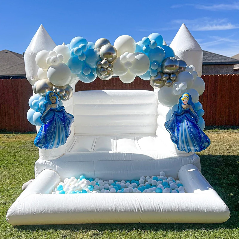 Castillo de salto de PVC comercial con piscina de bolas para niños, decoración de juegos de fiesta, boda, jardín de infantes, equipo de alquiler de casa hinchable