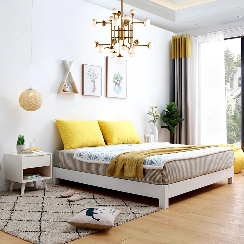 No bedside solid wood tatami bed 1.2m single bed double small apartment 1.5m solid wood bed