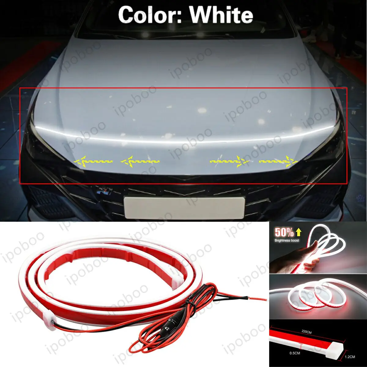 

86" LED Hood Light Strip For Hyundai Elantra 2004-2022 Flexible Dynamic Scan Start Up Hoodbeam Kit Engine Cover Decoration Light
