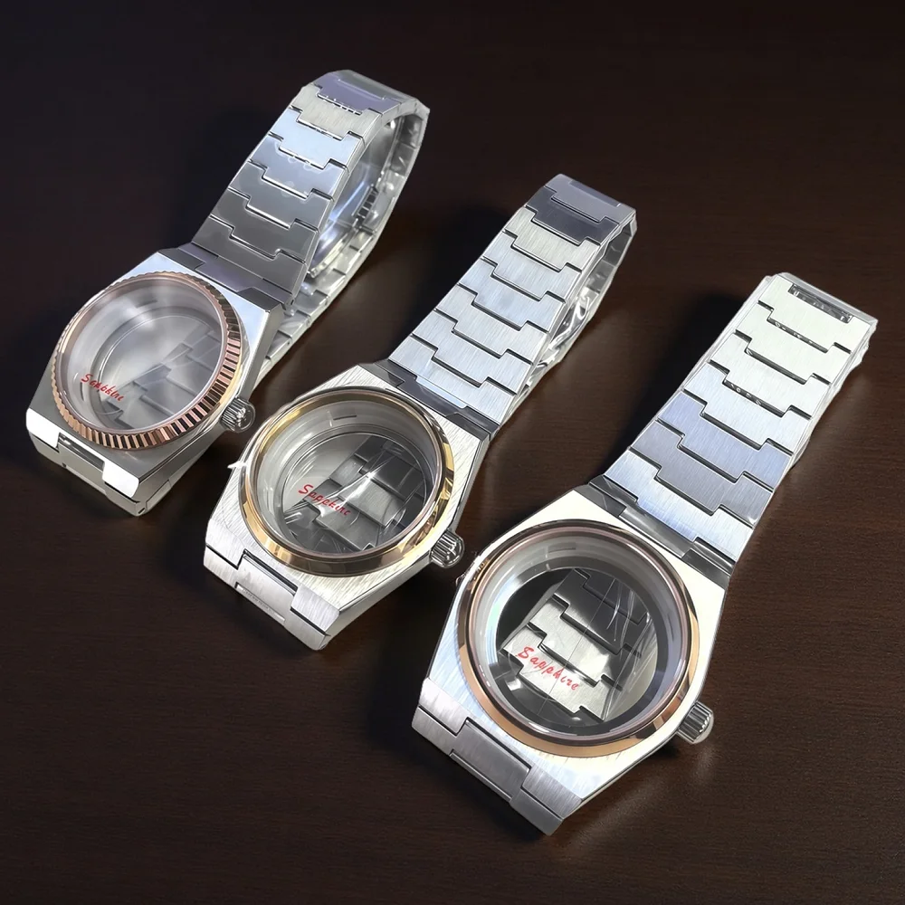 PRX سوبر لاعب ساعة حافظة 40 مللي متر NH35 حافظة الفولاذ المقاوم للصدأ رجل ساعة مع حركة NH35 NH36 مع أجزاء ساعة زجاجية الياقوت