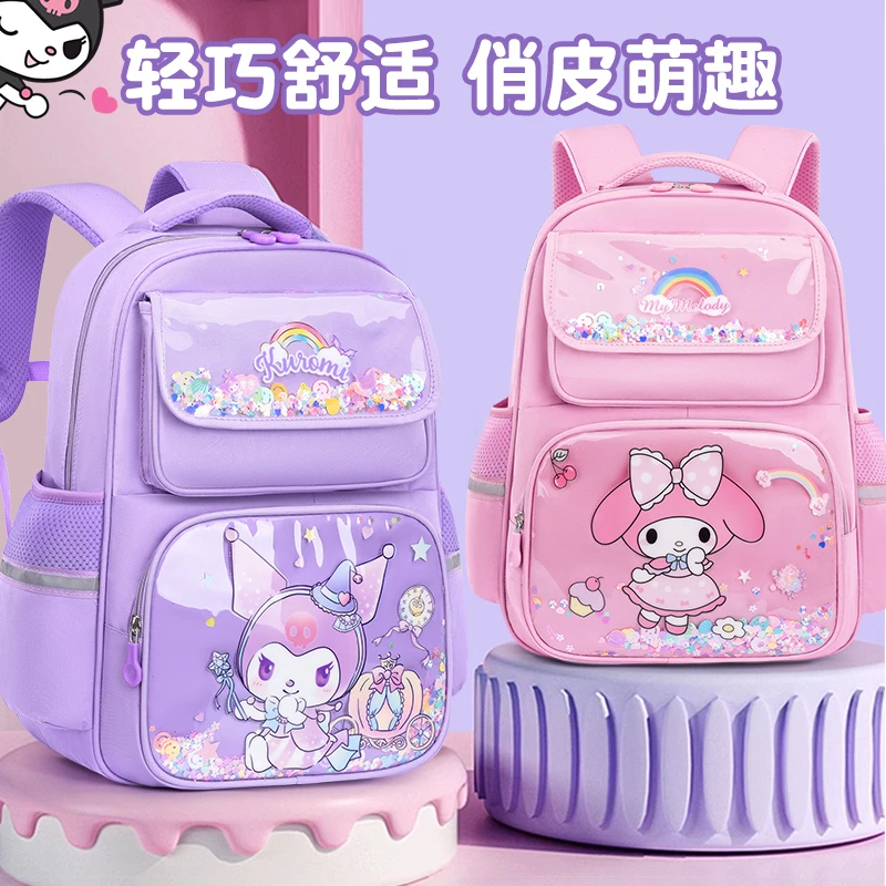 Sanrio New Melody Student Schoolbag Stain-Resistant Cute Cartoon Casual and Lightweight Shoulder Pad Backpack