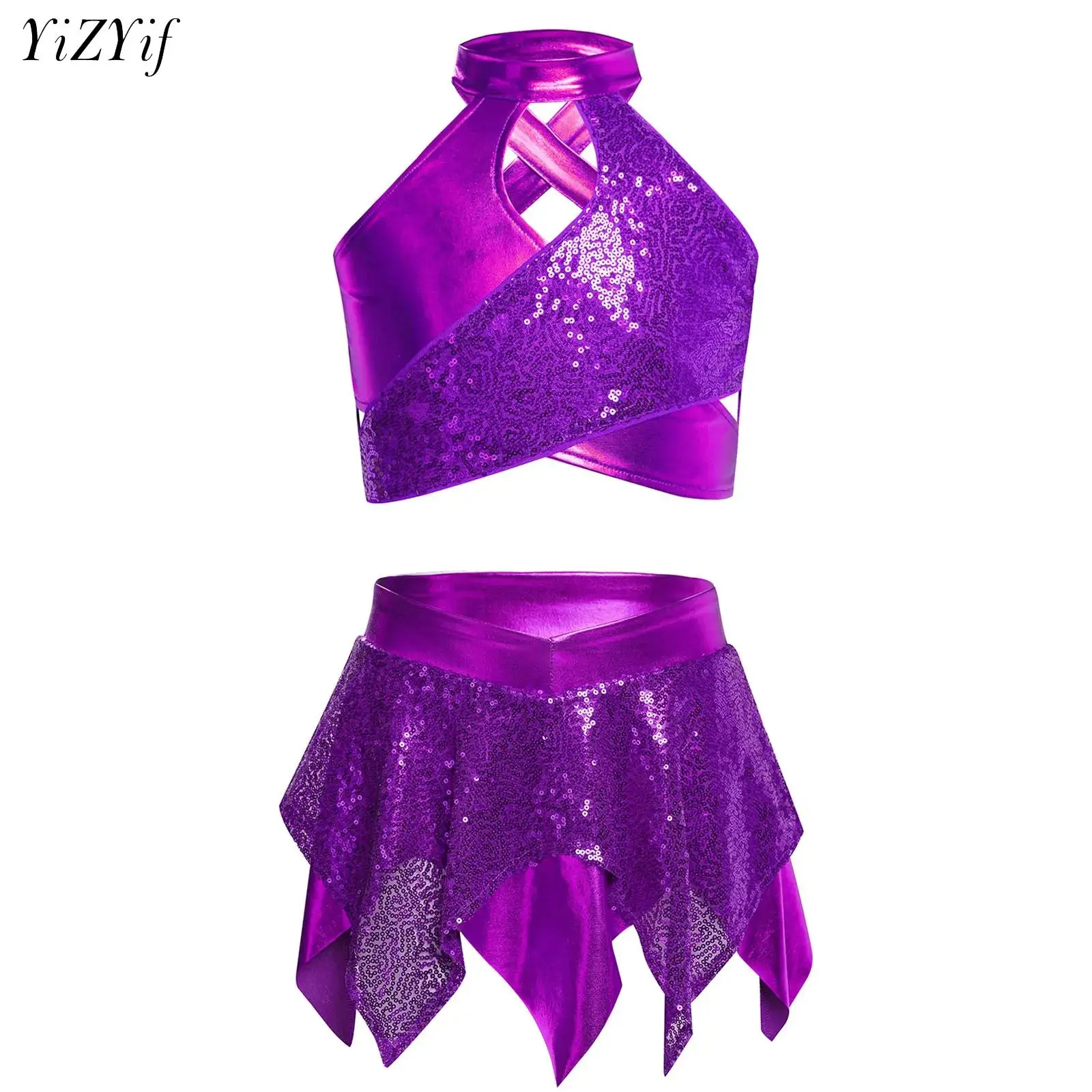

Girl Ballet Dance Clothes Set Dancer Stage Outfit Children Model Catwalk Singer Teenage Jazz Hip-hop Modern Performance Costume