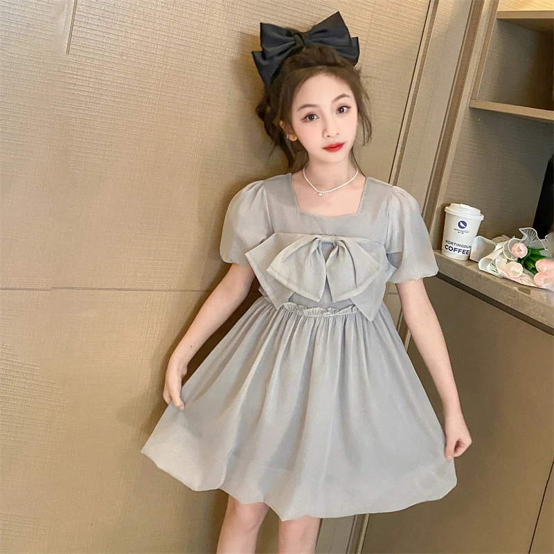 

2023 new summer girl bow princess dress comfortable breathable high-quality gauze skirt temperament girl party luxury skirt