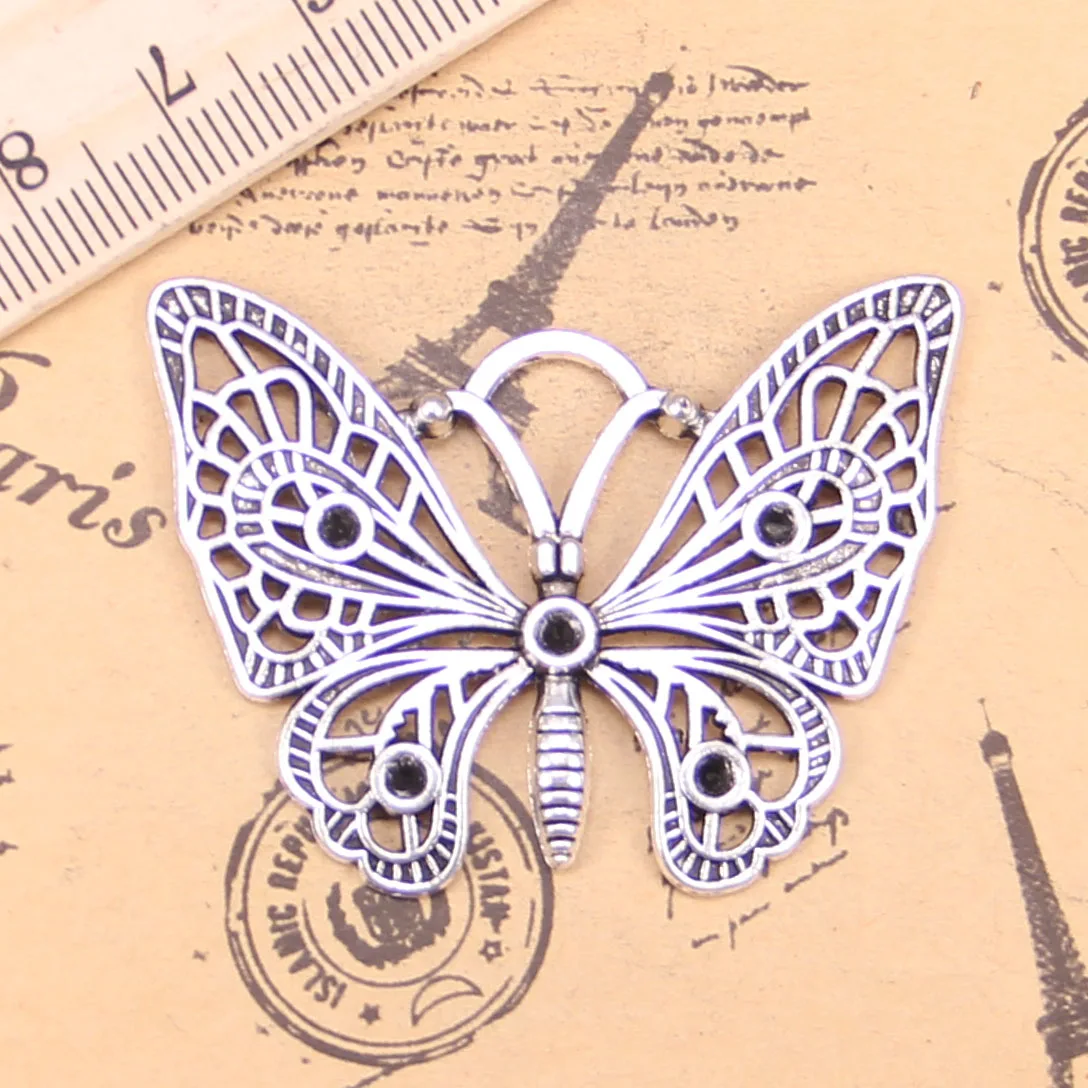 15pcs Jewelry Charms hollow butterfly 48x38mm Antique Silver Plated Pendants Making DIY Handmade Tibetan Silver Jewelry