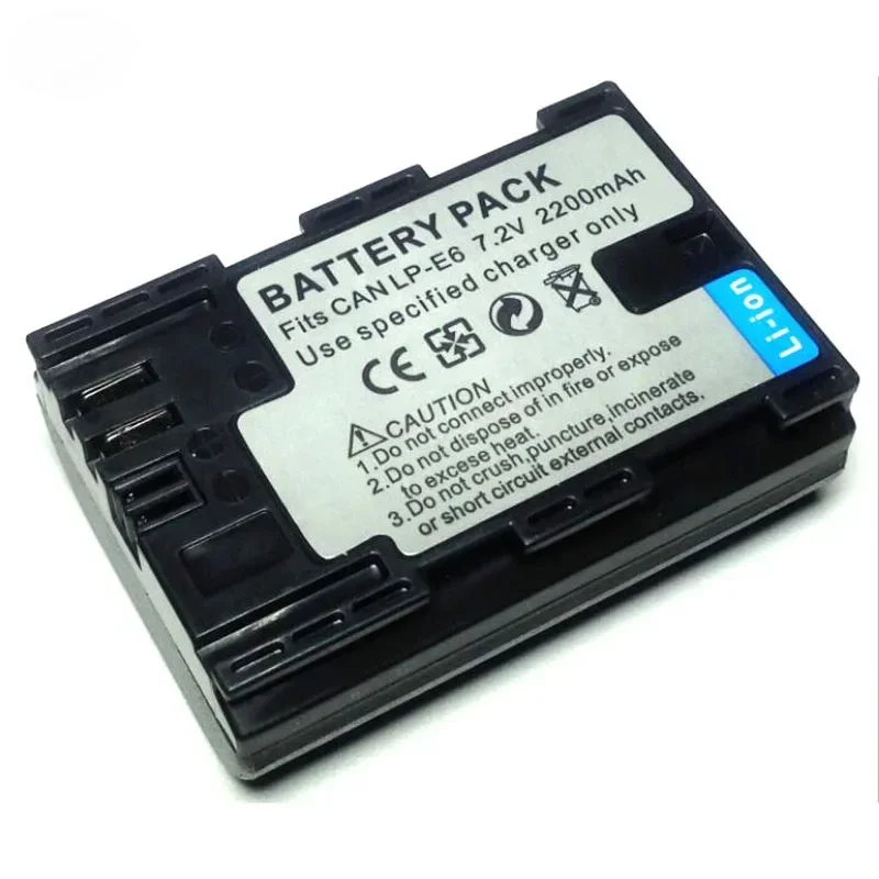 2200mAh LP-E6 LPE6 LP-E6N LPE6N batteria + caricabatterie AC per Canon EOS 5D Mark IV 5 d2 5DS R Mark II 2 III 3 6D 60D 60Da 7D 7 d2 7dii