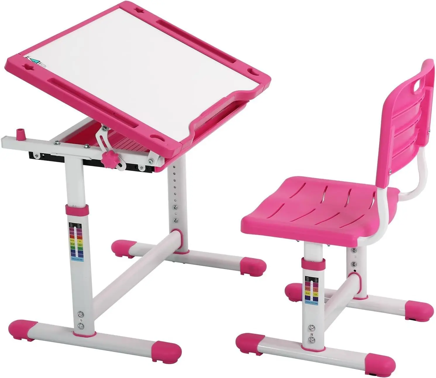 US- Kids Desk and Chair Set,Height Adjustable Study Desk for Kids w/ Pull Out Drawer